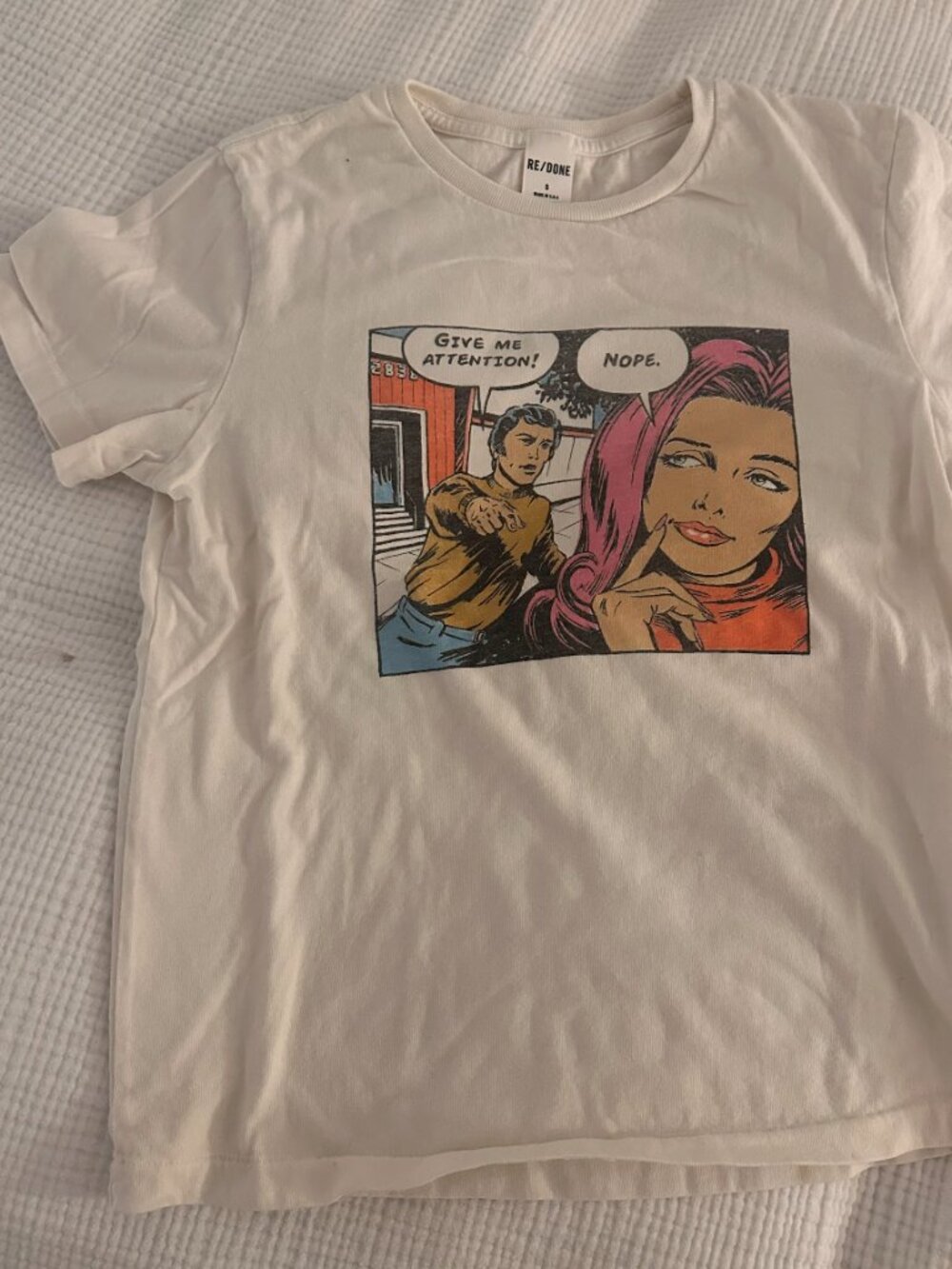 Re/Done 'Give Me Attention' Vintage Style Boxy Tee size Small